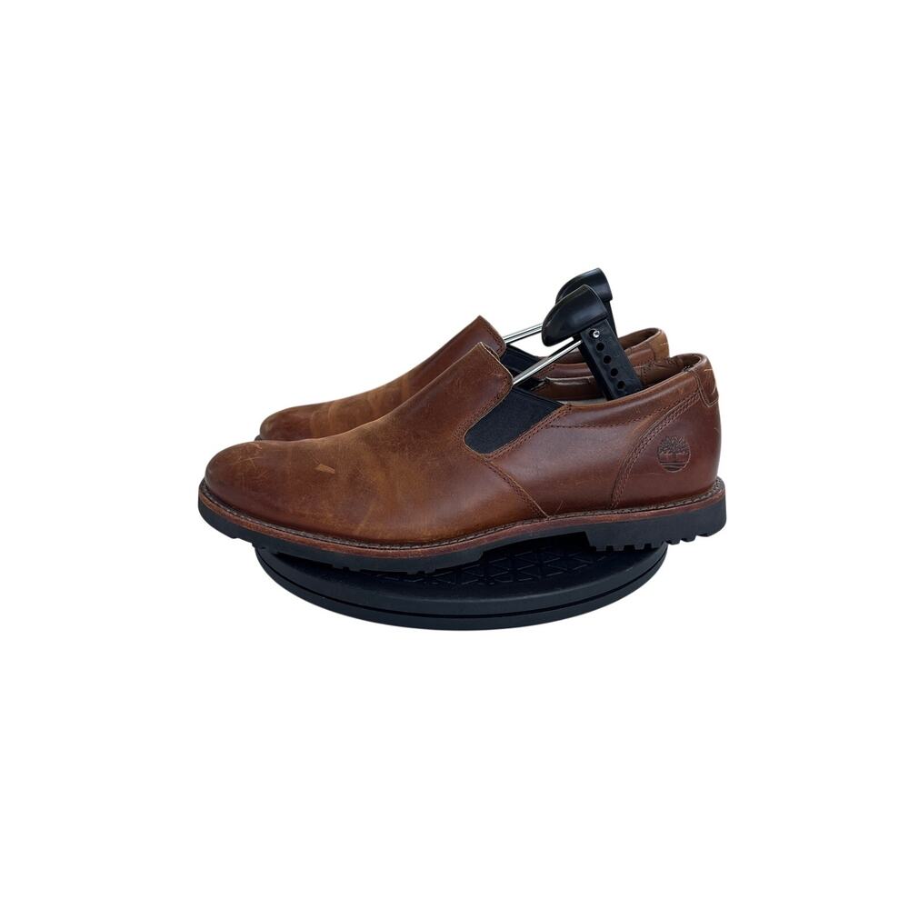 Timberland Brook Park Mirrorfit A1LJF Brown Leather Slip On Shoes Mens Size 7